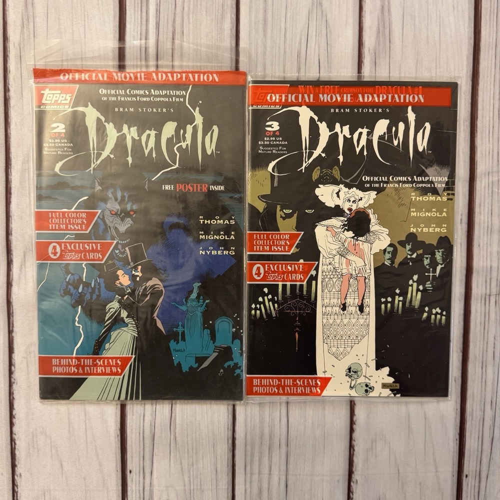 Dracula Movie Adaptation‎ Comics #2 & #3 Sealed Topps 1992 Mignola Cards Lot